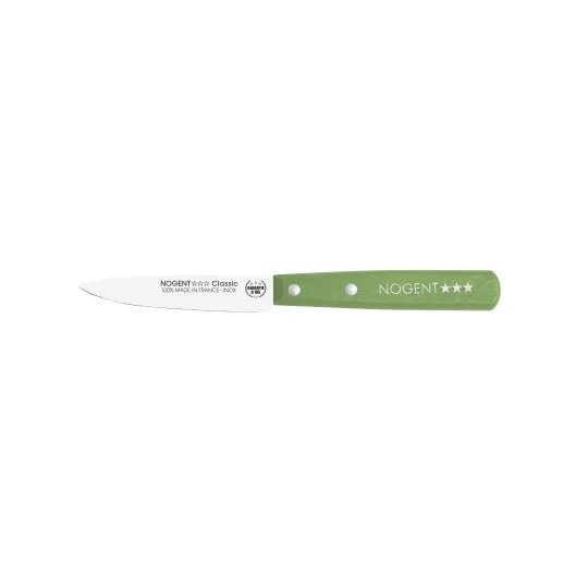Couteau d'office NOGENT 3 ETOILES lame 9cm lisse manche en bois - 3 coloris