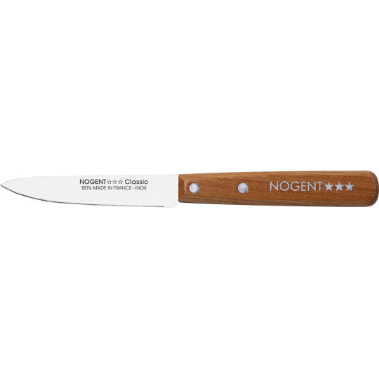 Couteau d'office 9cm crantée 1mm - Manche cerisier des bois - Nogent 3 Étoiles