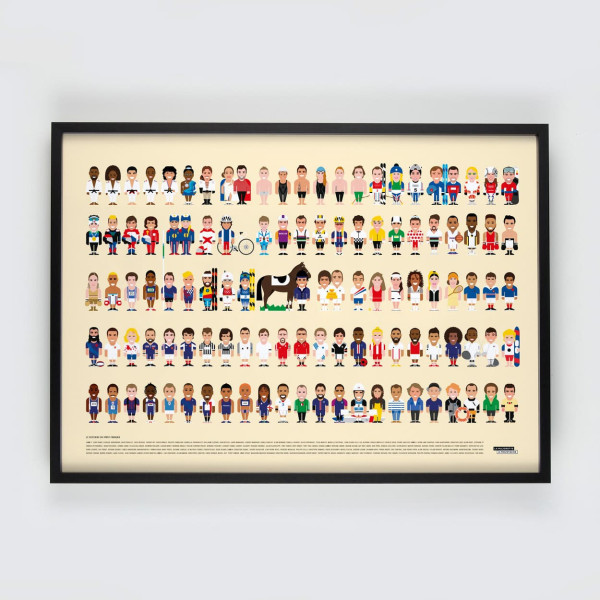 Affiche Les sportifs Français - La Majorette à Moustache