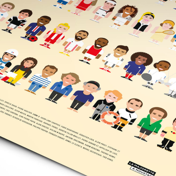 Affiche Les sportifs Français - La Majorette à Moustache