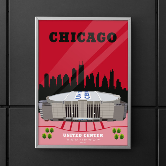 Affiche WALL OF FAME du United Center de Chicago format A3