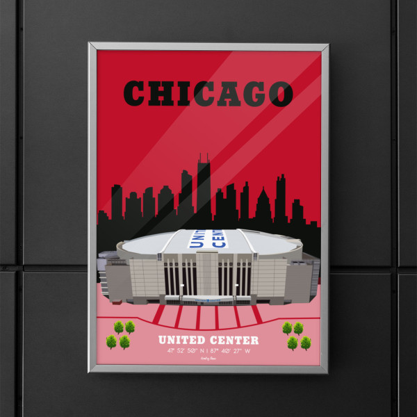Affiche WALL OF FAME du United Center de Chicago format A3