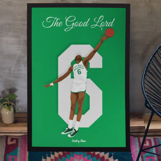 Affiche WALL OF FAME Bill Russel N°6 format A3