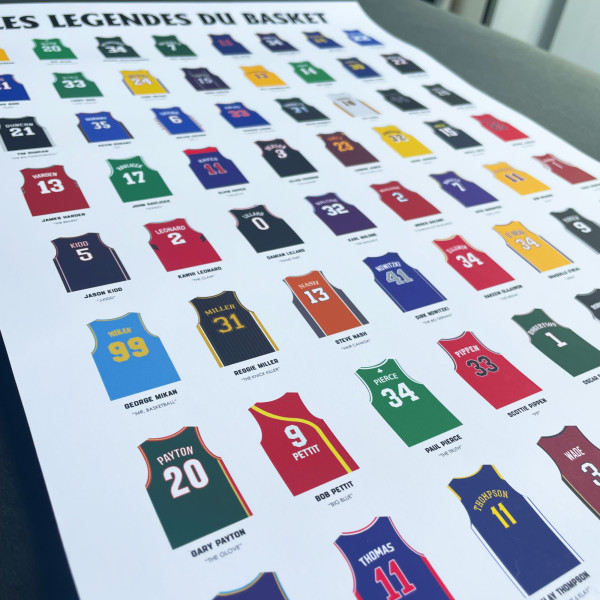 Affiche WALL OF FAME Légendes du basket format A3