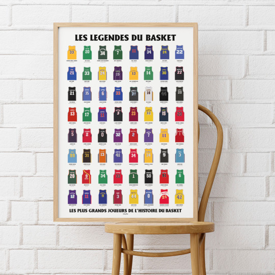 Affiche WALL OF FAME Légendes du basket format A3