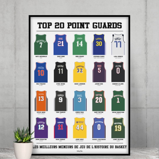Affiche WALL OF FAME Top 20 meneurs basket format A3