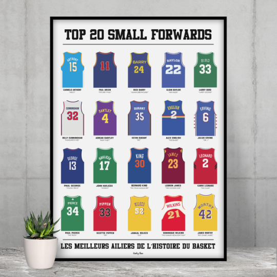Affiche WALL OF FAME Top 20 ailiers basket format A3