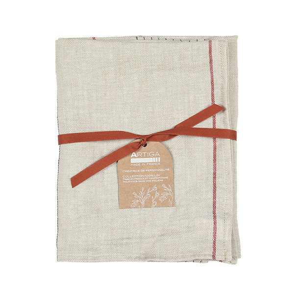 Torchon 100% coton Mauleon Corail