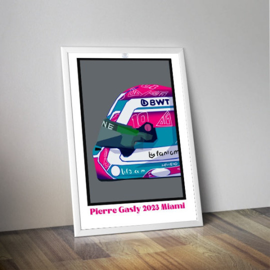 Affiche FORMULE-A Casque Pierre Gasly Miami 2023 format 50x70cm