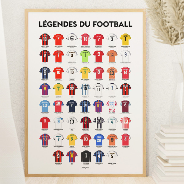 Affiche WALL OF FAME Légendes du Football format A3
