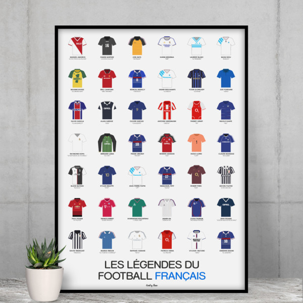 Affiche WALL OF FAME Légendes du Football Français format A3