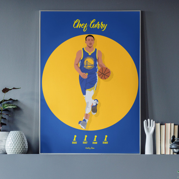 Affiche WALL OF FAME hommage Basket Stephen Curry format A3