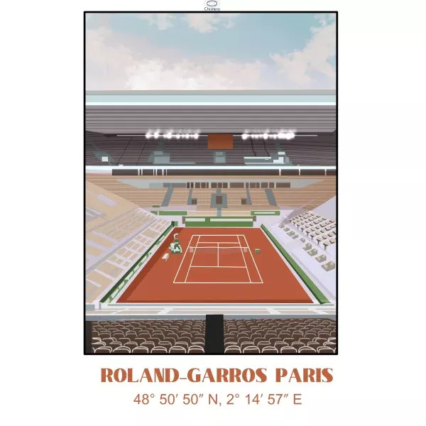 Affiche TRENTE A du Stade Roland Garros 50x70cm