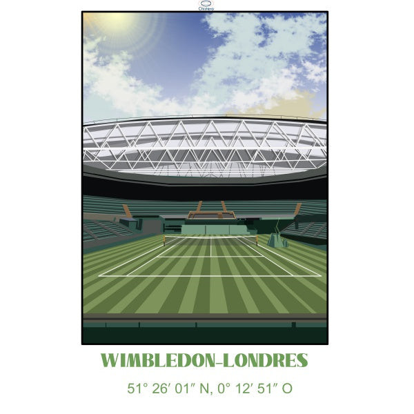 Affiche TRENTE A du Stade Wimbledon Londres 50x70cm