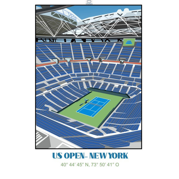 Affiche TRENTE A du Stade de l'US Open New York 50x70cm