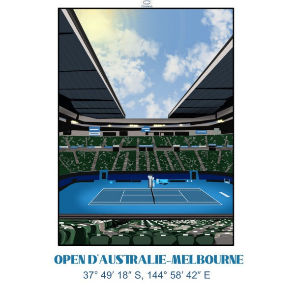 Affiche TRENTE A du Stade de l'Open d'Australie Melbourne 50x70cm