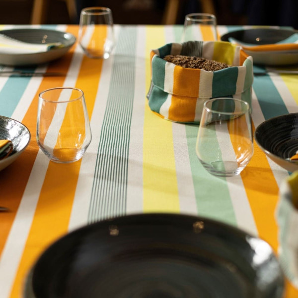 Nappe de table ARTIGA 100% coton bio orange Garlin Pomme