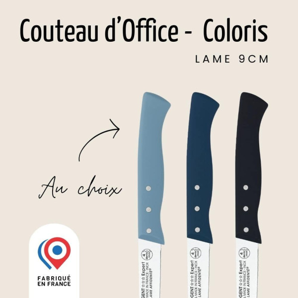 Couteau d'office NOGENT 3 ETOILES Expert Affidenté® 9cm Polypro - 2 coloris