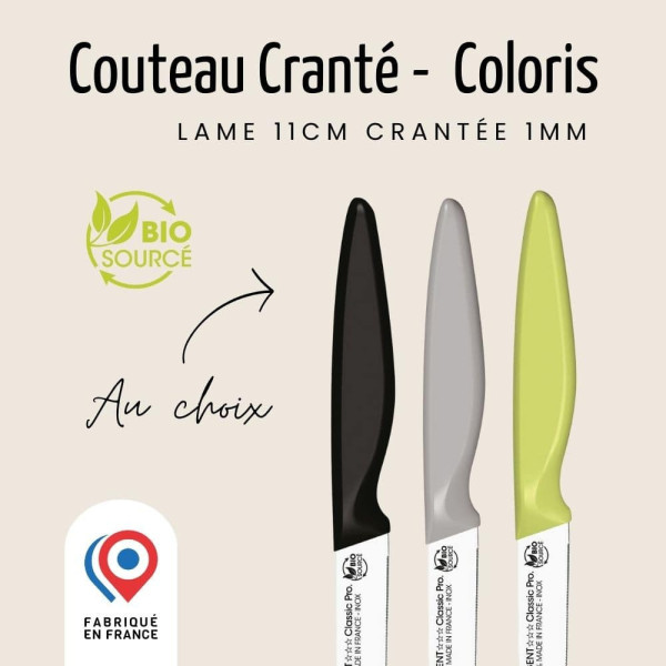 Couteau d'office NOGENT 3 ETOILES 11cm Tomate cranté 1m Bio Sourcé - 3 coloris