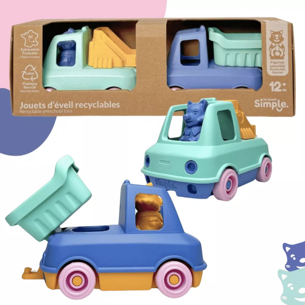 Coffret LE JOUET SIMPLE Camions-Trains Pompier/Benne