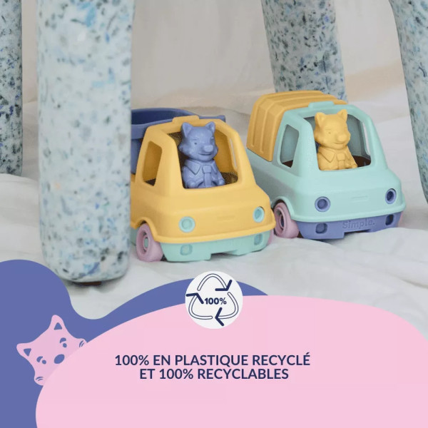 Coffret LE JOUET SIMPLE Camions-Trains Pompier/Benne