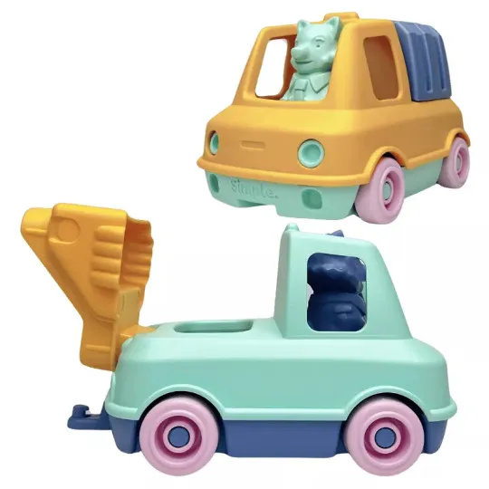 Coffret LE JOUET SIMPLE Camions-Trains Pompier/Poubelle