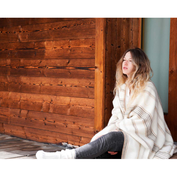 Plaid TOISON D'OR Bayonne Naturel Caramel - 2 tailles