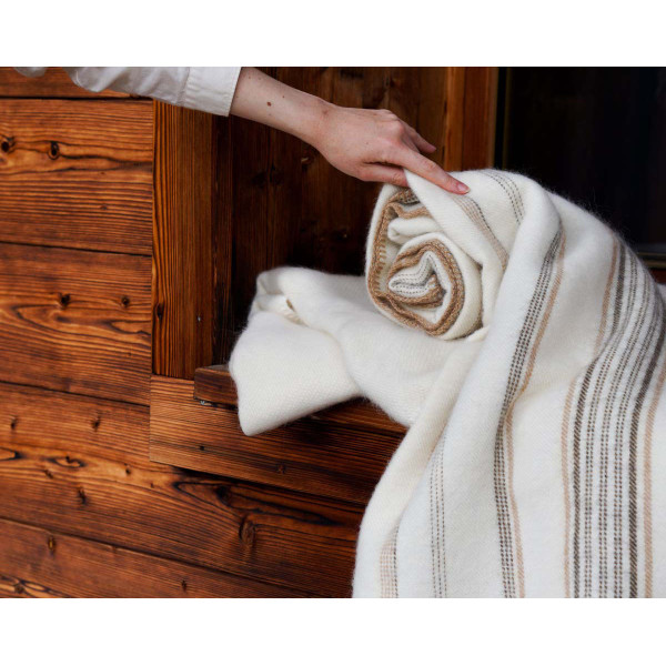 Plaid TOISON D'OR Bayonne Naturel Caramel - 2 tailles