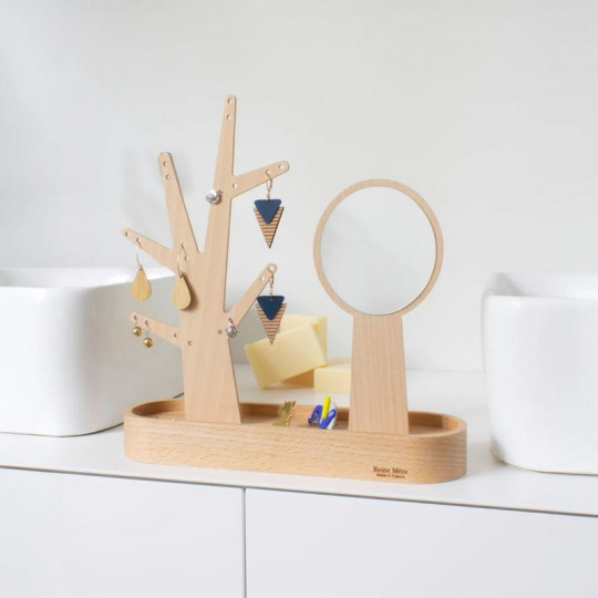 Porte-bijoux et miroir REINE MERE Eden en hêtre