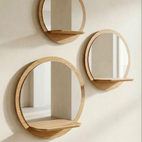 Miroir avec tablette REINE MERE Sunrise petit modèle 30cm