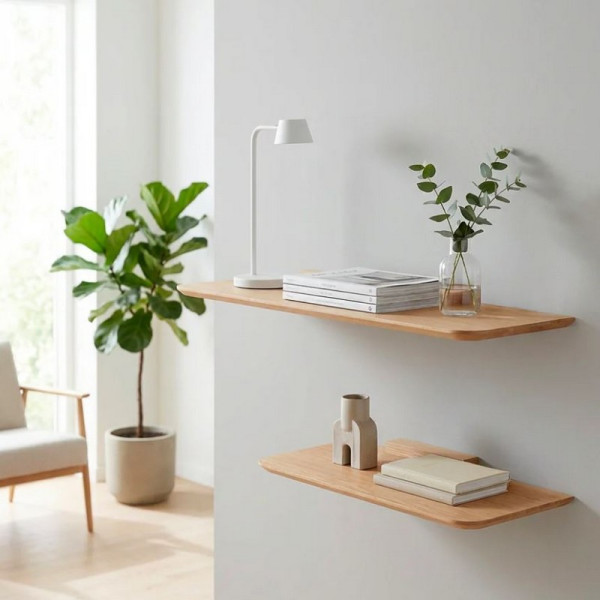 Étagère murale REINE MERE Aileron médium plaqué chêne - 2 tailles