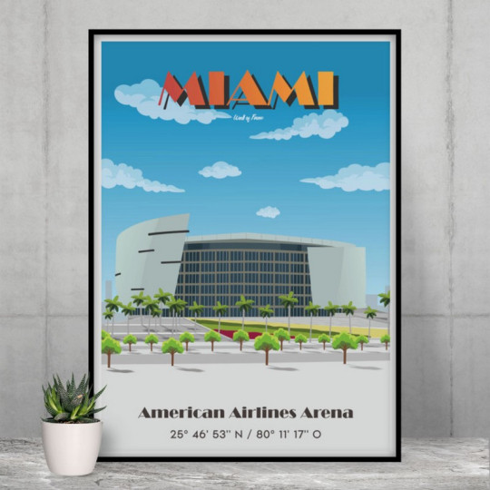 Affiche WALL OF FAME de l'American Airlines Arena de Miami format A3