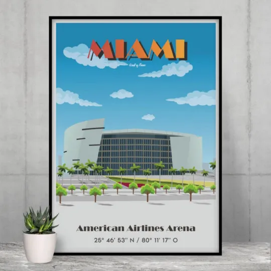 Affiche WALL OF FAME de l'American Airlines Arena de Miami format A3