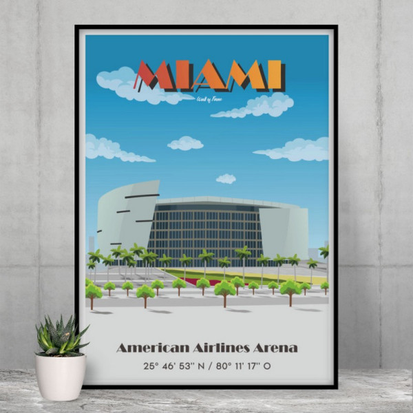 Affiche WALL OF FAME de l'American Airlines Arena de Miami format A3