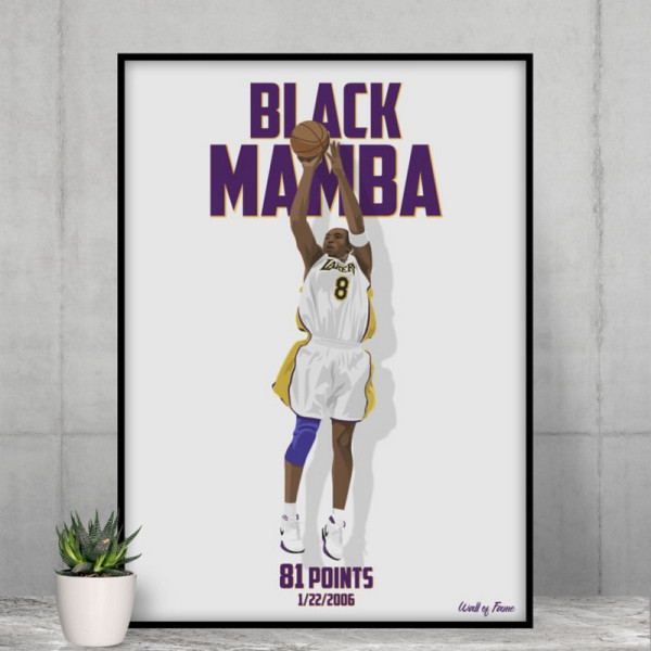 Affiche WALL OF FAME Black Mamba Kobe Bryant format A3
