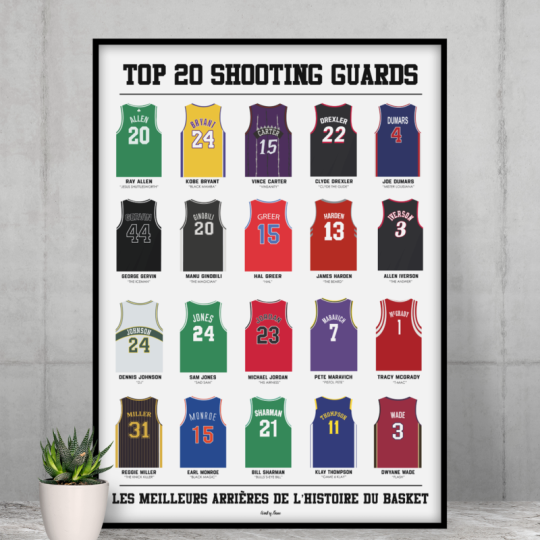 Affiche WALL OF FAME Top 20 arrières basket format A3