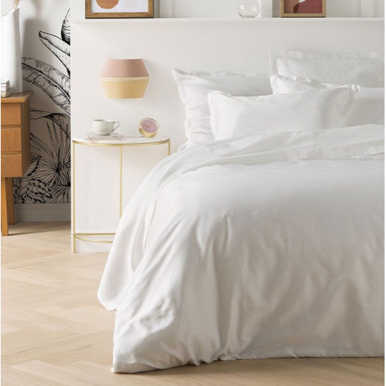 Housse de couette ESSIX Triumph Line Blanc en satin de coton - 4 tailles