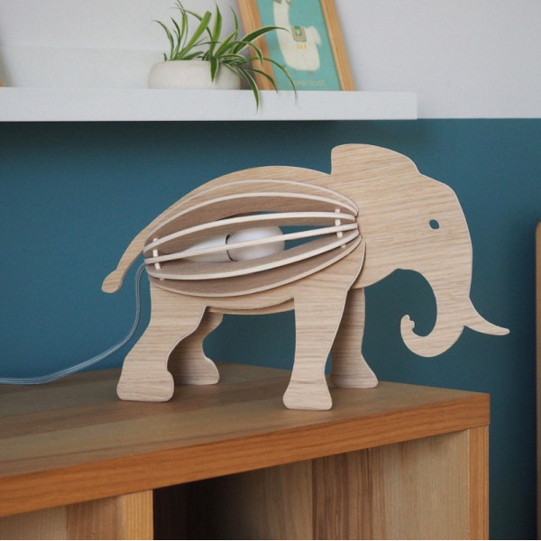Lampe de chevet GONE'S Zoo Éléphant en bois