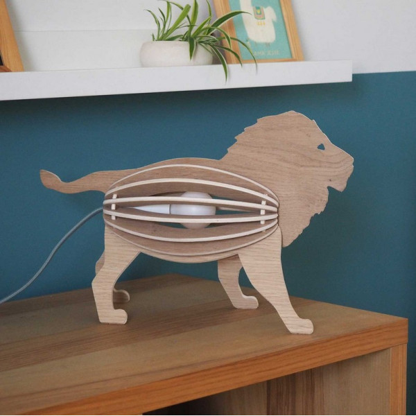 Lampe de chevet GONE'S Zoo Lion en bois