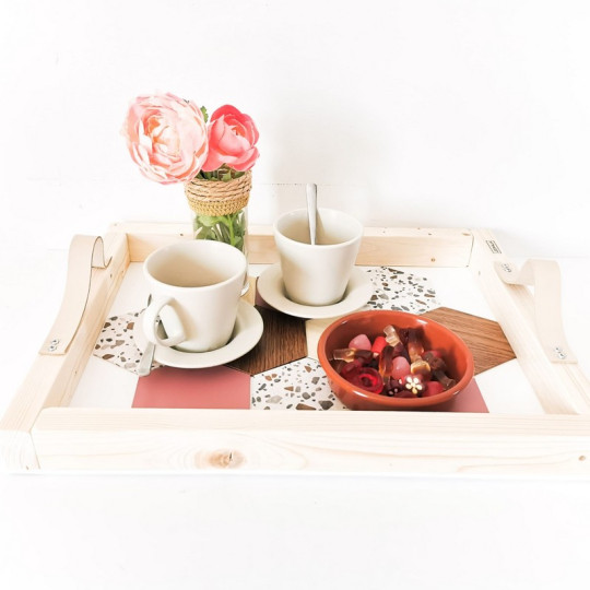 Plateau LEEWALIA avec sous verres intégrés - 3 coloris