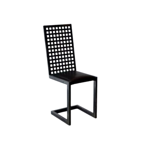 Chaise CLF CREATION Kari noire en métal et cuir