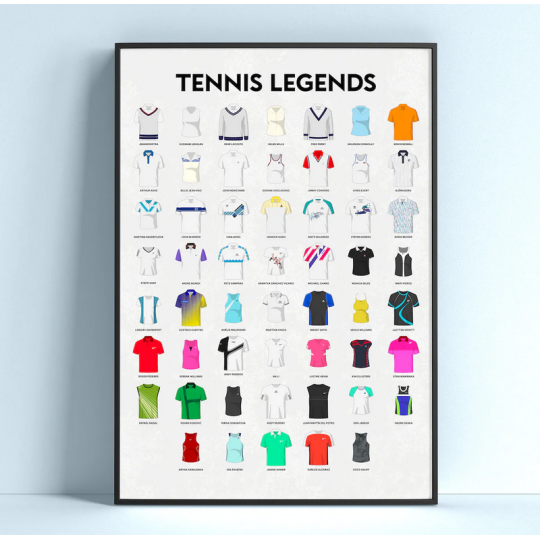 Affiche WALL OF FAME Les Légendes du Tennis format A3