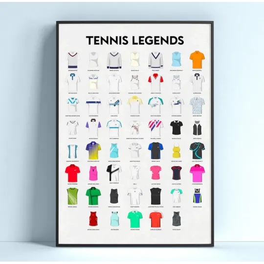Affiche WALL OF FAME Les Légendes du Tennis format A3