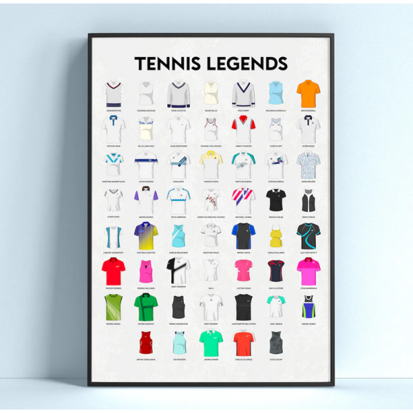 Affiche WALL OF FAME Les Légendes du Tennis format A3