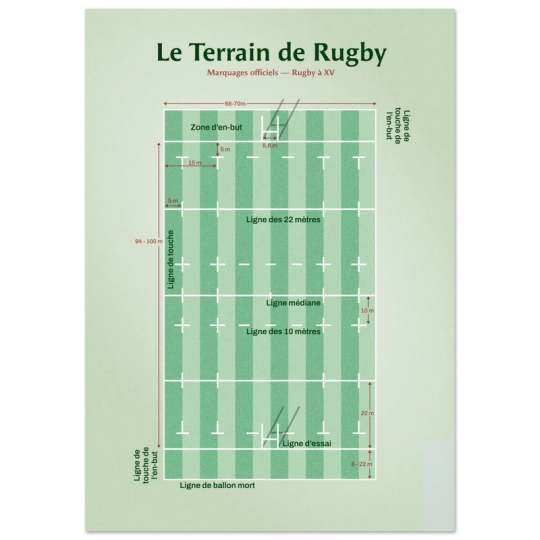 Affiche WALL OF FAME Le terrain de Rugby format A3