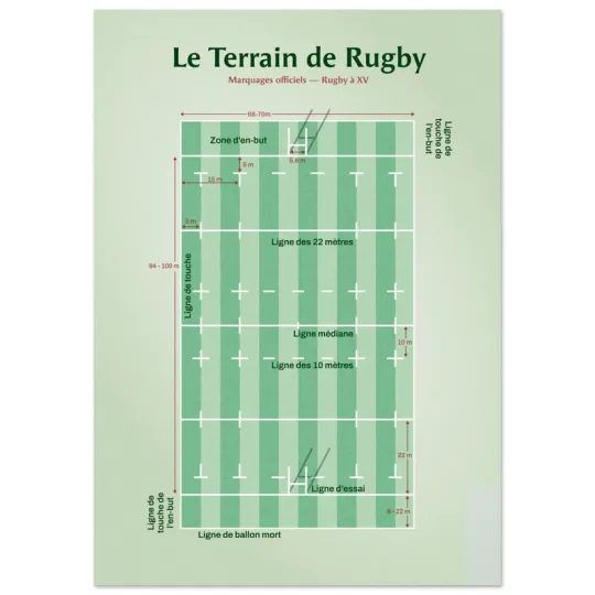 Affiche WALL OF FAME Le terrain de Rugby format A3