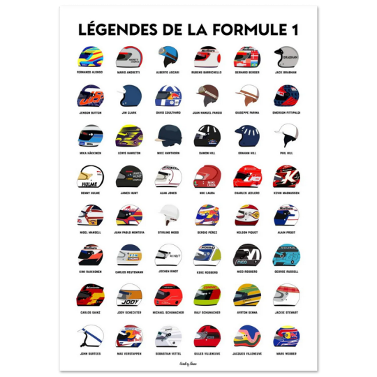 Affiche WALL OF FAME Les Légendes de la Formule 1 format A3