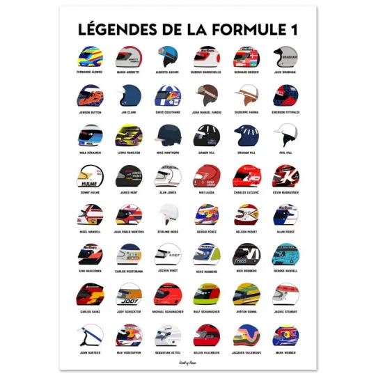Affiche WALL OF FAME Les Légendes de la Formule 1 format A3