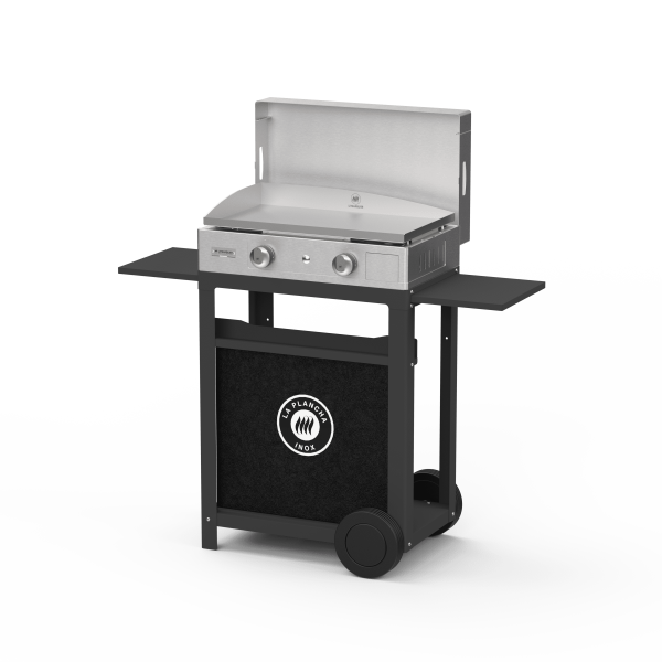 Plancha inox gaz duo 260 sur chariot avec couvercle - Le Marquier x Peugeot