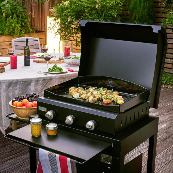 Desserte LE MARQUIER Ingénieuse noire pour plancha de 45 à 75cm